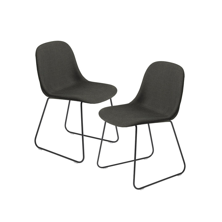 Einzelstücke muuto Fiber Side chair Sled Base gepolstert im 2er-Set